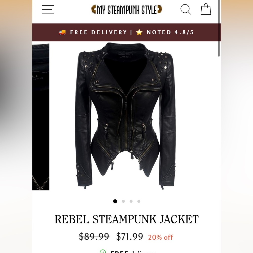 Black Faux Leather Steampunk Jacket